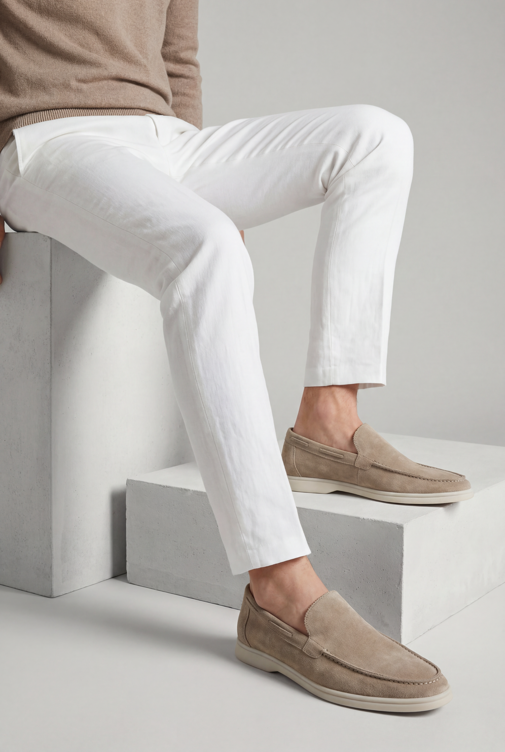 Amalfi Classic Suede Loafer Light Gray