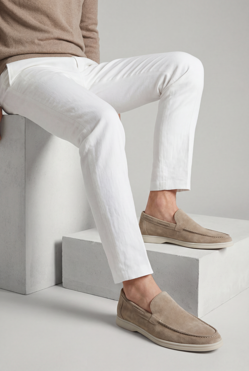 Amalfi Classic Suede Loafer Light Gray